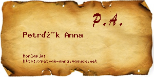 Petrák Anna névjegykártya